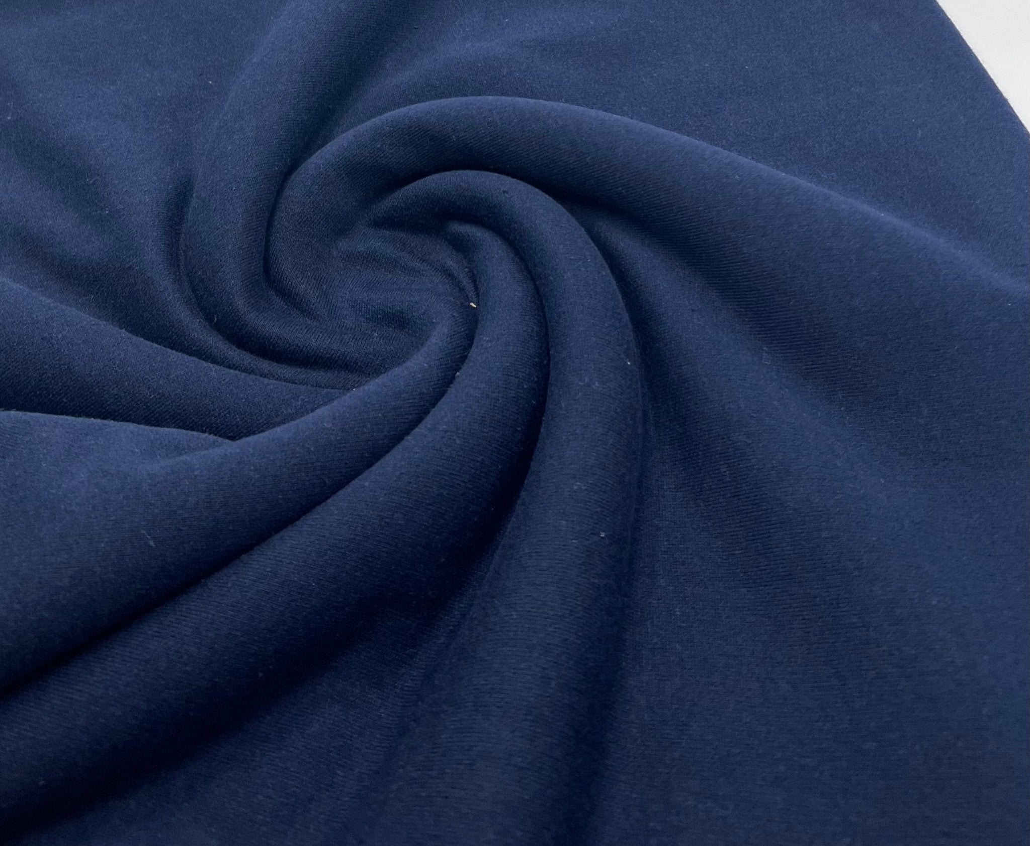 Navy Thick French Terry Loopback Cotton Jersey 290 GSM 95/5 Lycra 2 Way Stretch - T9 Fabrics